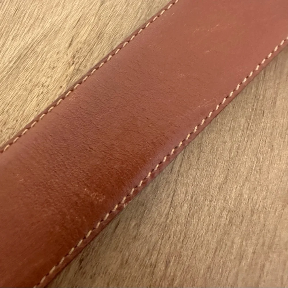 Authentic YSL Yves Saint Laurent Womens Belt 36 Inch 90 Cm Brown Leather Gold - Picture 12 of 16